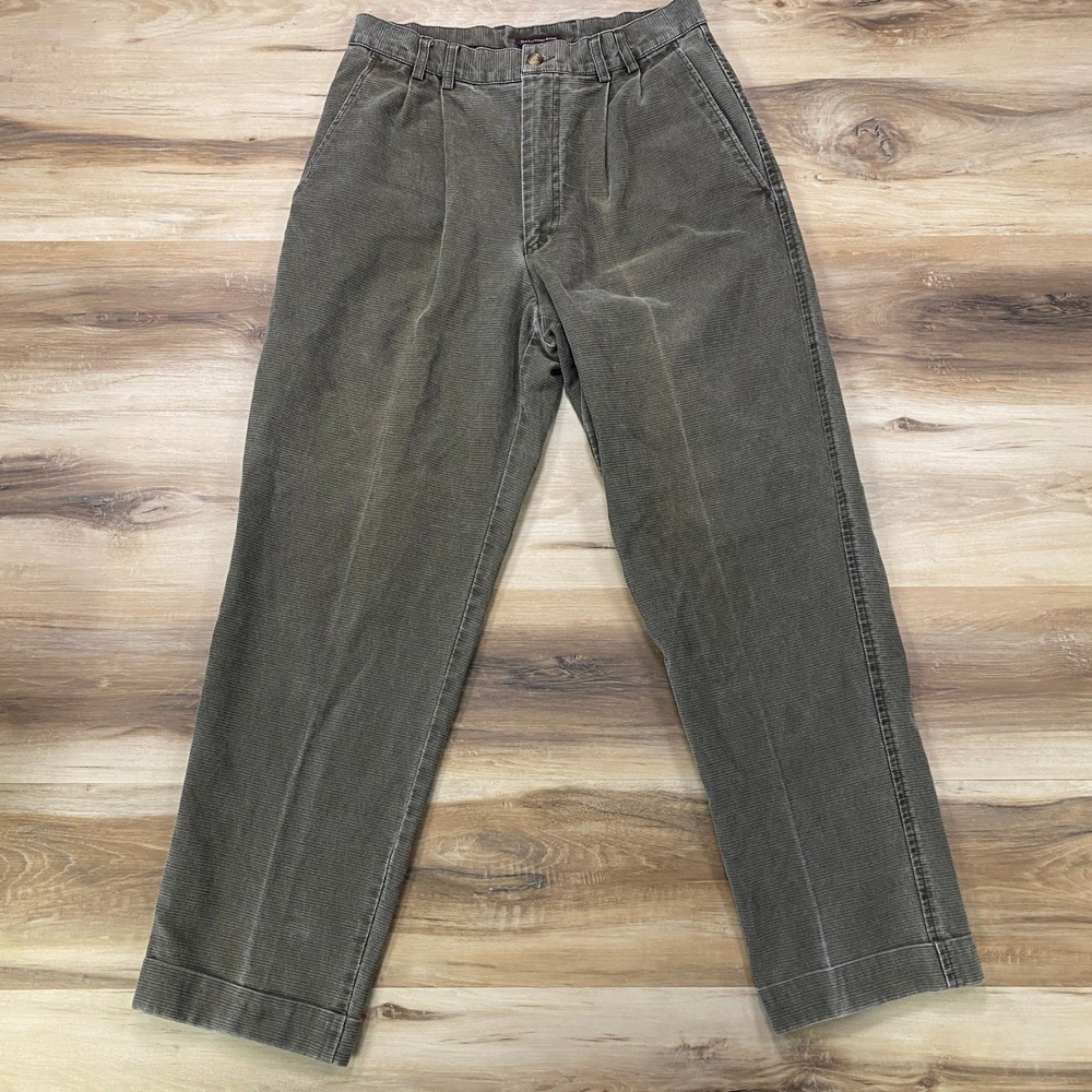 The Territory Ahead Corduroy Pants 30 Pleated Cotton Straight Olive Green VTG